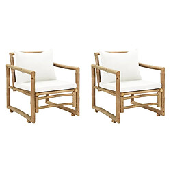 vidaXL Chaises de jardin lot de 2 avec coussins et oreillers Bambou