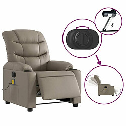 Maison Chic Fauteuil Relax pour salon, Fauteuil de massage inclinable électrique cappuccino similicuir -GKD18356 pas cher