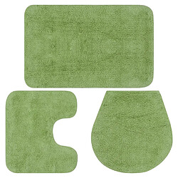 vidaXL Jeu de tapis de salle de bain 3 pcs Tissu Vert 