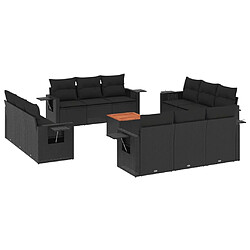 Maison Chic Salon de jardin avec coussins 13 pcs | Ensemble de Table et chaises | Mobilier d'Extérieur noir résine tressée -GKD28145