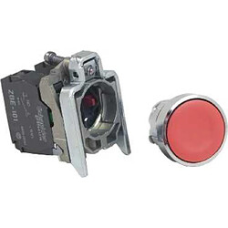 bouton poussoir - 1ffleurant - 1f + 1o - diamètre 22 mm - rouge - schneider electric xb4ba45 