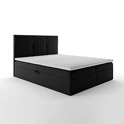 Acheter TRADA Lit adulte 140x200 cm TOP - avec matelas ressorts intégré, rangement et surmatelas - tissu velours – noir