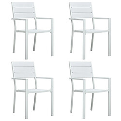 vidaXL Chaises de jardin lot de 4 Blanc PEHD Aspect de bois