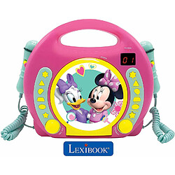 Lexibook Disney Junior Minnie Mouse Lecteur CD pour enfant avec 2 microphones jouets, prise écouteurs, à piles, Rose, RCDK100MN