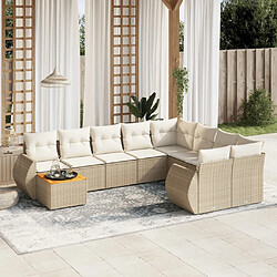 vidaXL Salon de jardin avec coussins 10 pcs beige résine tressée