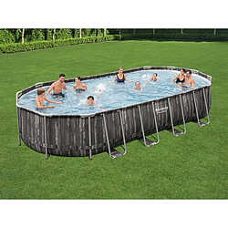 Bestway Piscine tubulaire ovale power steel 7.32 x 3.66 x h.1.22 m - décor bois