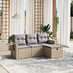 vidaXL Salon de jardin avec coussins 4pcs mélange beige résine tressée 