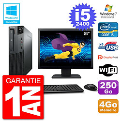 PC Lenovo M82 SFF Ecran 27" i5-2400 RAM 4Go Disque 250Go Graveur DVD Wifi W7 · Occasion 