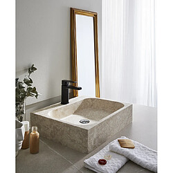 Pegane Vasque à poser / lavabo en marbre coloris beige - Longueur 52 x Hauteur 13 x Profondeur 42 cm pas cher