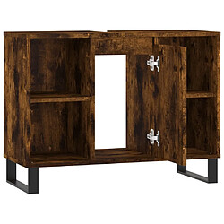 Maison Chic Armoire salle de bain,Meuble de rangement de salle de bain,Meuble haut chêne fumé 80x33x60cm bois d'ingénierie -GKD234400 pas cher