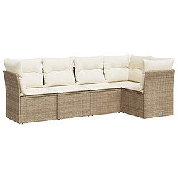 vidaXL Salon de jardin avec coussins 5 pcs beige résine tressée