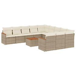 Maison Chic Salon de jardin avec coussins 12 pcs, Ensemble Tables et chaises de jardin, beige résine tressée -GKD346702