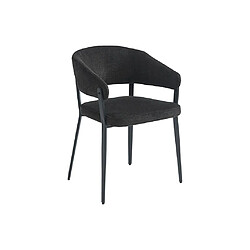 Avis Vente-Unique Lot de 6 chaises avec accoudoirs en tissu et métal - Noir - AVRELA