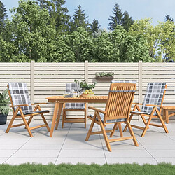 Maison Chic Lot de 4 Chaises de jardin inclinables,Fauteuil d'extérieur bois massif teck -MN22733