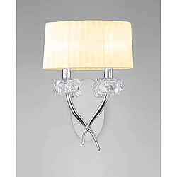 Luminaire Center Applique murale Loewe 2 Ampoules E14, chrome poli avec Abat jour crème