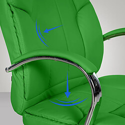 Acheter Decoshop26 Fauteuil de bureau sur roulettes largeur d'assise XXL en PVC vert et métal chromé 10_0002414