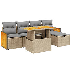 vidaXL Salon de jardin avec coussins 6 pcs beige résine tressée