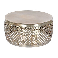 Pegane Table basse, table de salon ronde en aluminium coloris doré - diamètre 82 x Hauteur 38 cm