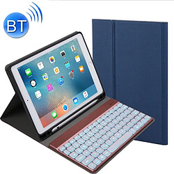 Wewoo Clavier Étui en cuir Bluetooth avec + détachable et rétroéclairage coloré pour iPad Pro 9,7 pouces, Air, Air 2, 9,7 pouces (2017), 9,7 pouces (2018) (Bleu)