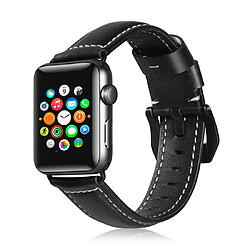 Wewoo Convient à la montre pour Apple Watch 3/2/1 génération 42mm Universal Leather Strap Noir 