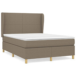 vidaXL Sommier à lattes de lit avec matelas Taupe 140x200 cm Tissu