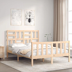 Avis Maison Chic Cadre/structure de lit avec tête de lit pour adulte - Lit Moderne Chambre 120x200 cm bois massif -MN82271