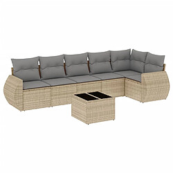 vidaXL Salon de jardin avec coussins 7 pcs beige résine tressée