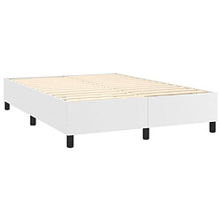 Avis vidaXL Sommier à lattes de lit avec matelas Blanc 140x190cm Similicuir