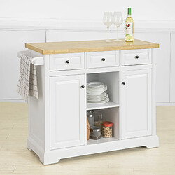 SoBuy FKW101-WN Desserte Roulante Meuble de Rangement Cuisine de Service Buffet Commode Bahut avec Plans de Travail