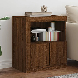 Maison Chic Commode Buffet - Meuble de rangement avec lumières LED chêne marron 60,5x37x67 cm -GKD16064