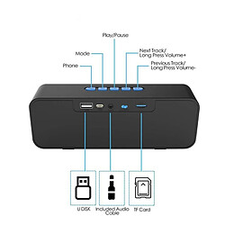 Universal Haut-parleurs USB Bluetooth portables Haut-parleurs extérieurs Mini-colonnes sans fil Lecteur de musique stéréo Boîte de basses Support FM TF Card | Haut-parleurs portables (noir)