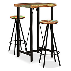 vidaXL Ensemble de bar 3 pcs Bois de récupération massif 