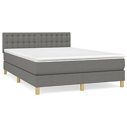 vidaXL Sommier à lattes de lit avec matelas Gris foncé 140x200cm Tissu