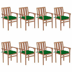 Maison Chic Lot de 8 Chaises de jardin avec coussins,Fauteuil d'extérieur empilables Teck solide -MN31587