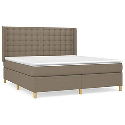 vidaXL Sommier à lattes de lit avec matelas Taupe 180x200 cm Tissu