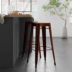 Ahd Amazing Home Design Tabouret Tolix industriel en acier et métal pour bars et cuisines Steel Up, Couleur: Marron