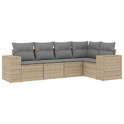 vidaXL Salon de jardin avec coussins 5 pcs beige résine tressée