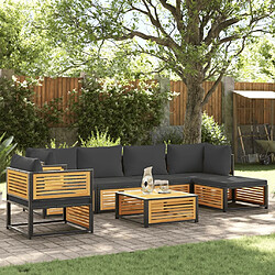 vidaXL Salon de jardin avec coussins 7 pcs bois massif d'acacia 