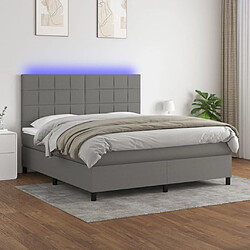 vidaXL Sommier à lattes de lit et matelas et LED Gris foncé 160x200 cm 