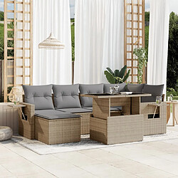 vidaXL Salon de jardin avec coussins 7 pcs beige résine tressée 