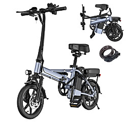 AOVOPRO Vélo électrique 14 pouces- 48V- 500W - 10.4Ah - jusqu'à 40km - Gris argenté 