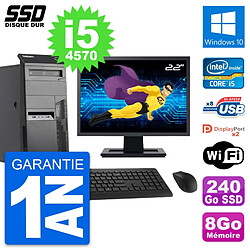 PC Tour Lenovo M83 Ecran 22" Intel i5-4570 RAM 8Go SSD 240Go Windows 10 Wifi · Occasion 