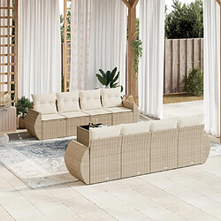 vidaXL Salon de jardin avec coussins 9 pcs beige résine tressée 