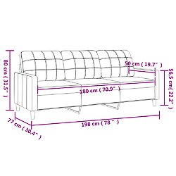 vidaXL Canapé à 3 places Marron 180 cm Tissu pas cher