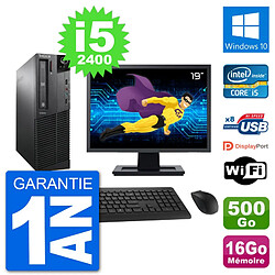 PC Lenovo M91p SFF Ecran 19" Intel i5-2400 RAM 16Go Disque 500Go Windows 10 Wifi - Occasion