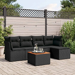 Maison Chic Ensemble Tables et chaises d'extérieur 6pcs avec coussins,Salon de jardin noir résine tressée -GKD899190