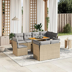 vidaXL Salon de jardin avec coussins 9 pcs beige résine tressée 