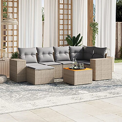 Maison Chic Salon de jardin avec coussins 7 pcs, Ensemble Tables et chaises de jardin, beige résine tressée -GKD793853