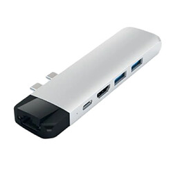 Satechi Hub Double USB-C Pro en Aluminium avec Ethernet et HDMI 4K Argent 