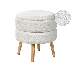 Beliani Tabouret avec rangement en bouclé blanc OKATON 